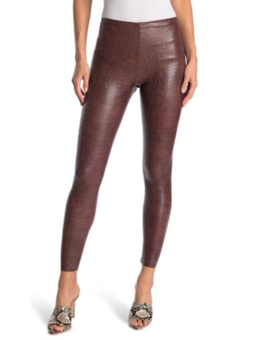 Croc Embossed Vegan Leather Leggings (XL)